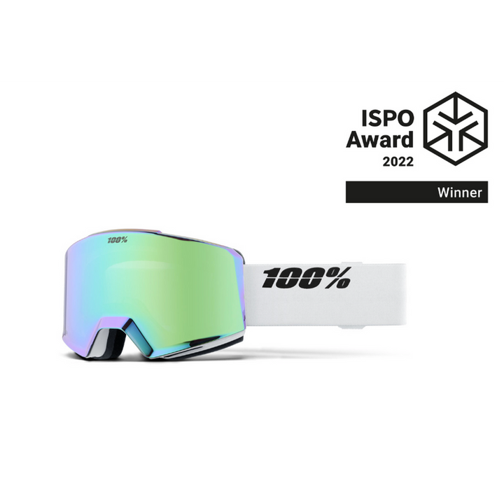 100% Snow Goggle NORG HiPER Essential White / Green ML Mirror