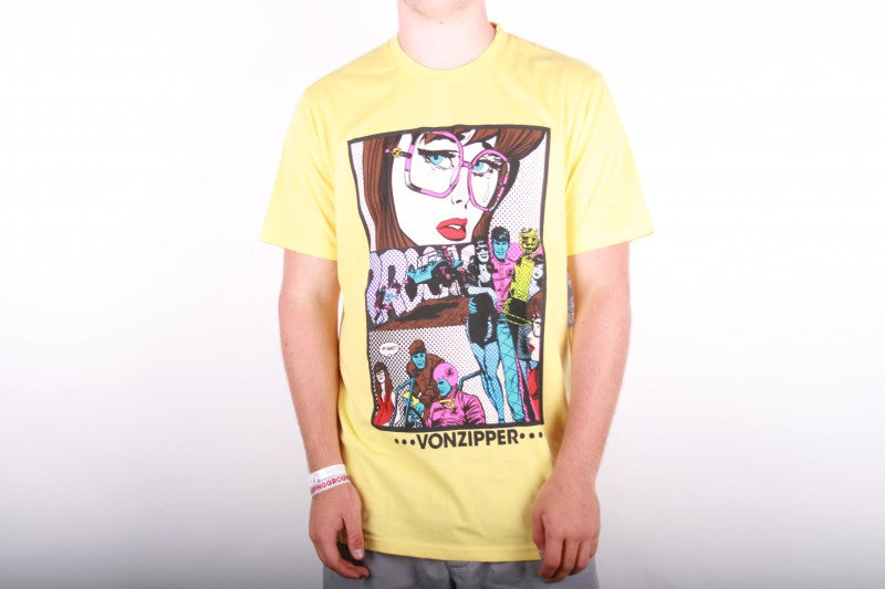 Vonzipper T-shirt Comic Strip yellow cream