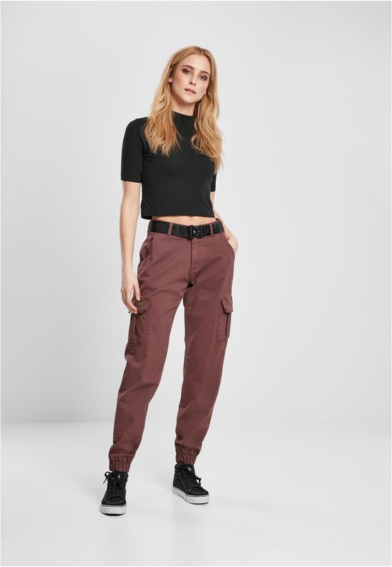 Urban Classics Ladies High Waist Cargo Pants cherry