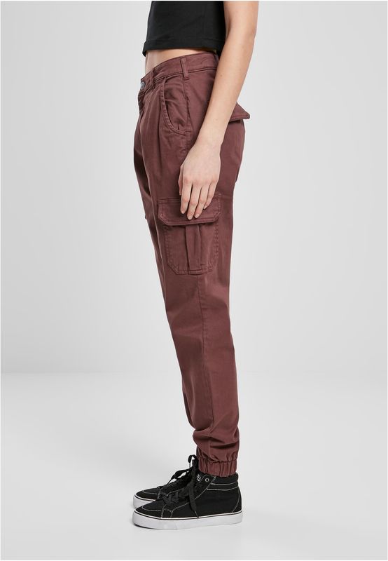 Urban Classics Ladies High Waist Cargo Pants cherry