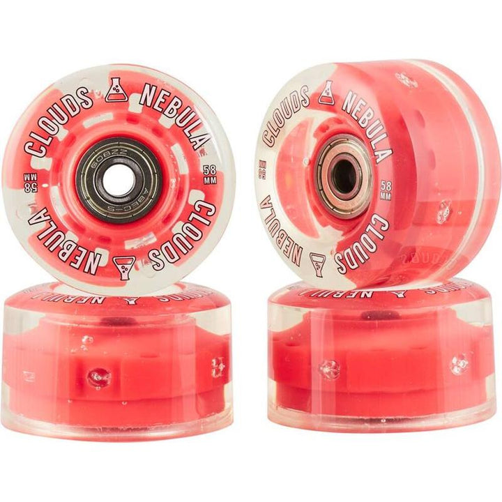 Clouds Urethane Wheels Nebula Light Up Clear/Red 58mm