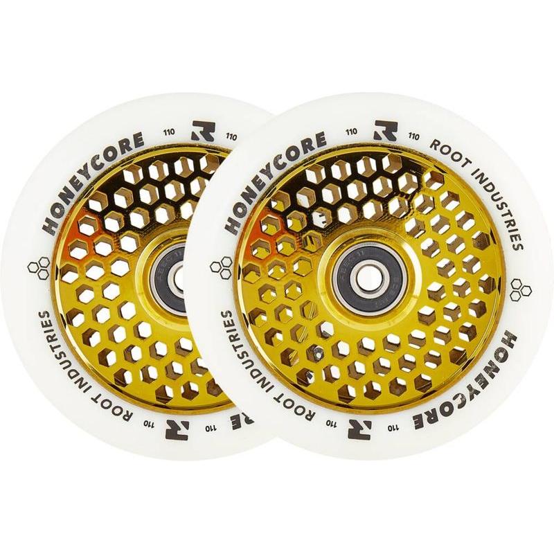 Root Industries Honeycore wheels 110mm white/gold
