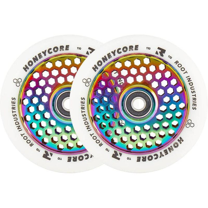 Root Industries Honeycore wheels 110mm white/oilslick