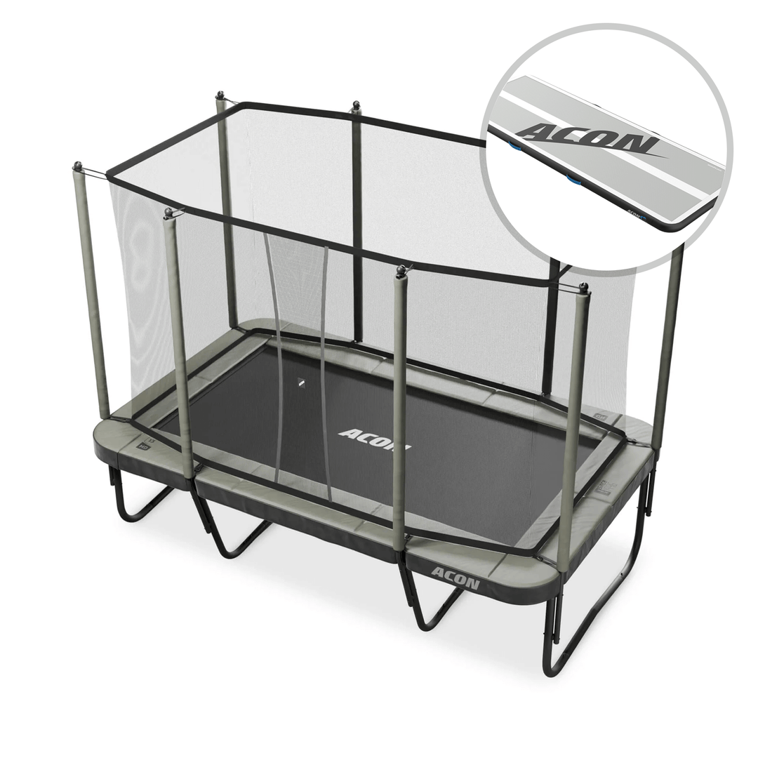ACON 13 HD Trampolin mit Überdachung und Leiter + airtrack.