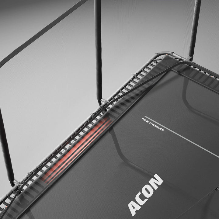 Detail der Performance-Sprungmatte und -Federn des Acon HD PRO Trampolins.
