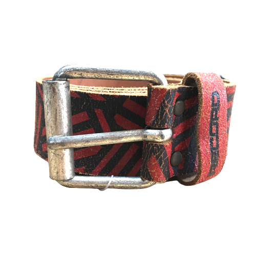 Record Leather Belt Kilrush Red/Black