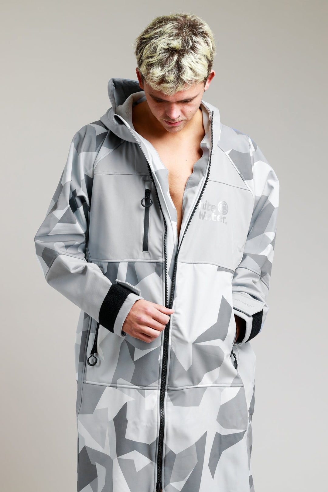 White Water Adults Soft Shell Robe - Arctic Camo