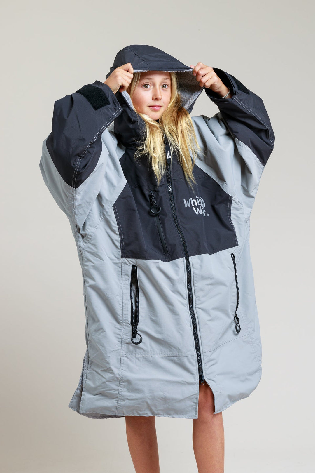 White Water Kids Hard Shell Robe  - Steel Grey