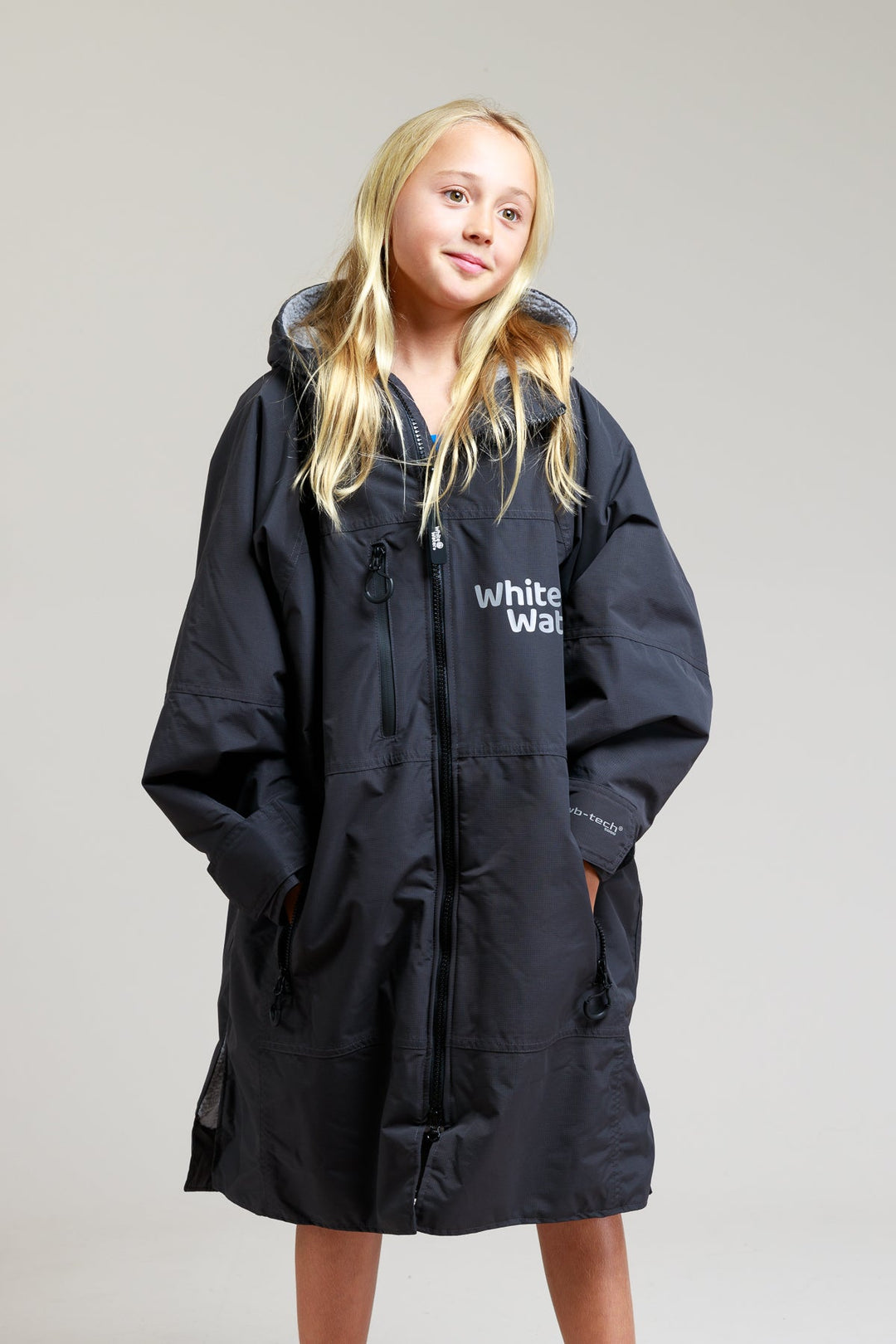 White Water Kids Hard Shell Robe  - Black