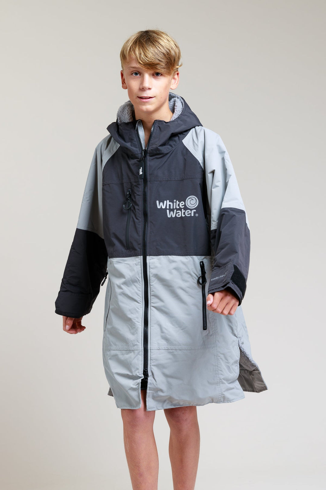 White Water Kids Hard Shell Robe  - Steel Grey