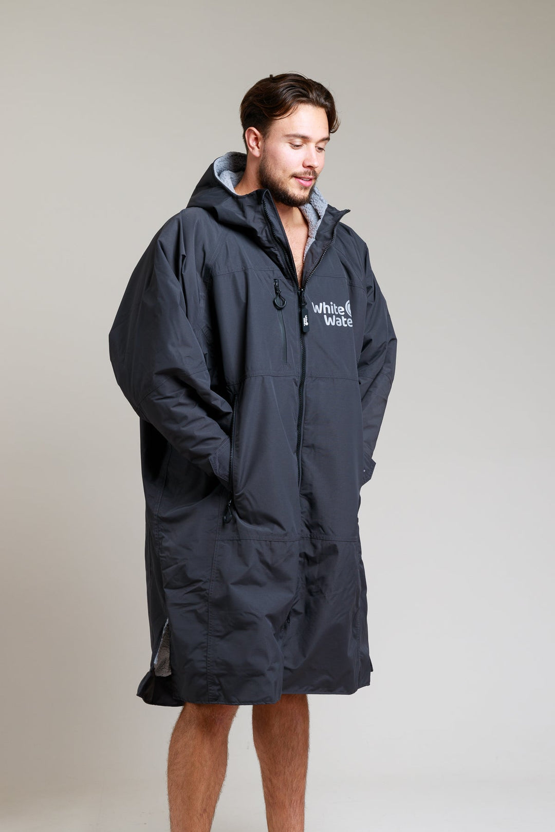 White Water Adults Hard Shell Robe - Black