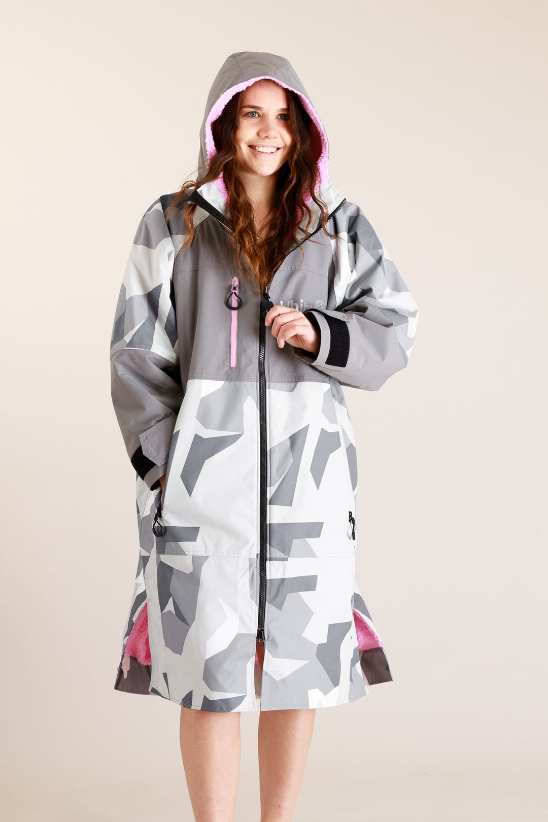 White Water Adults Hard Shell Robe - Arctic Camo/Pink