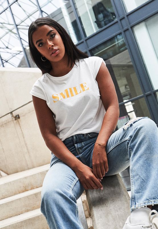 Mister Tee Ladies T-Shirt Smile white