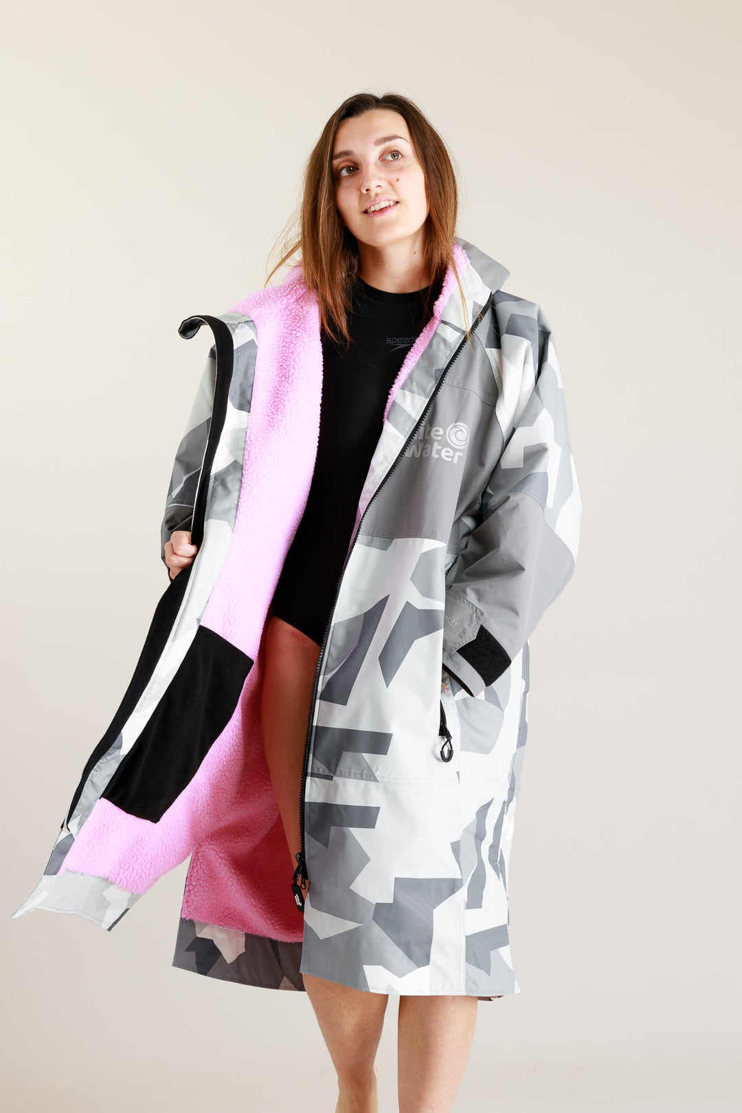 White Water Adults Hard Shell Robe - Arctic Camo/Pink