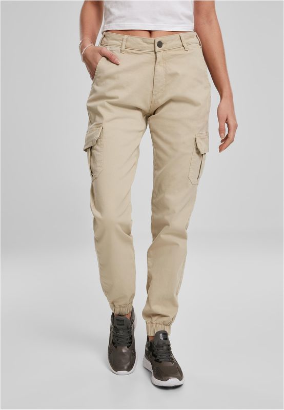 Urban Classics Ladies High Waist Cargo Pants concrete