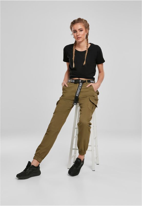 Urban Classics Ladies High Waist Cargo Pants summer olive