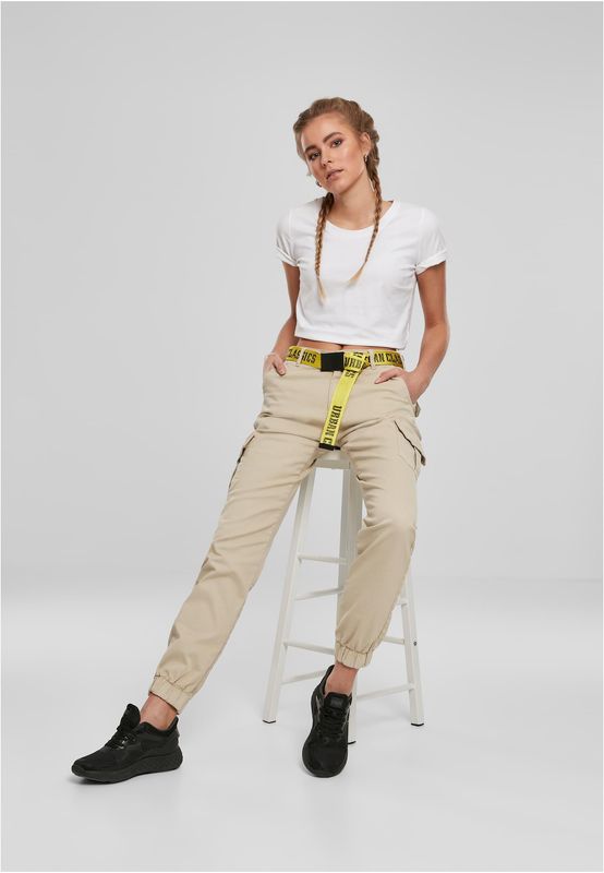 Urban Classics Ladies High Waist Cargo Pants concrete