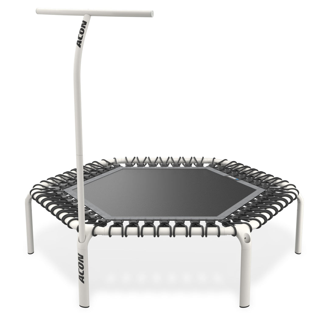 ACON FIT 1,41m Trampolin Hexagon mit Haltestange, Weiß.
