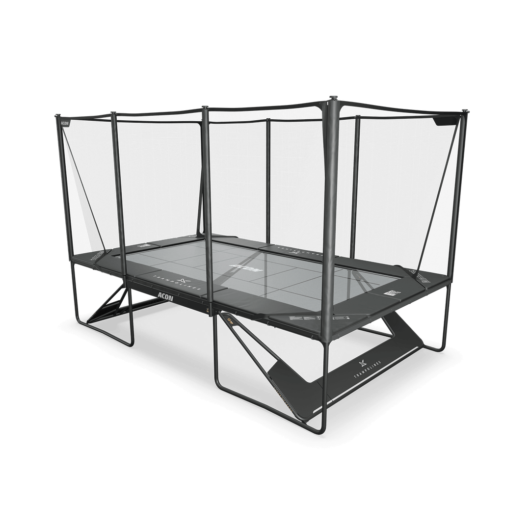 ACON X Freestyle Trampolinmatte auf ein Trampolin montiert.