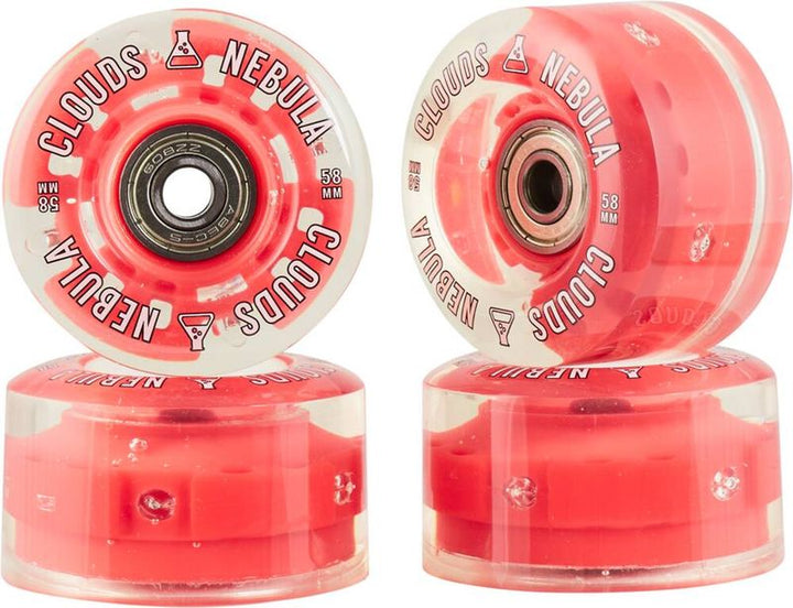 Clouds Urethane Wheels Nebula Light Up Clear/Red 58mm