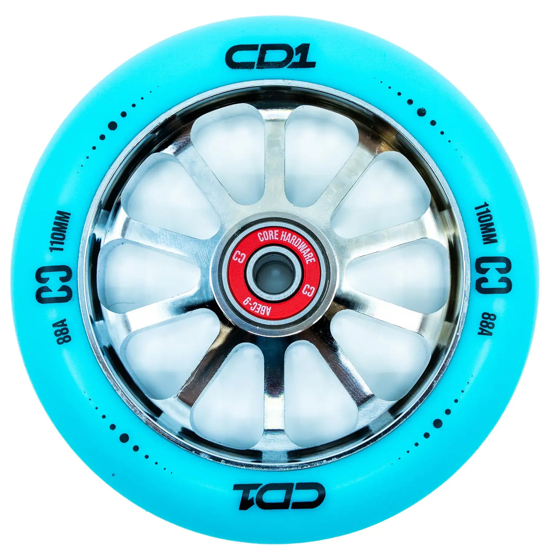 Core Wheel CD1 110mm blue/chrome – Scooter Wheels, Ansicht 1