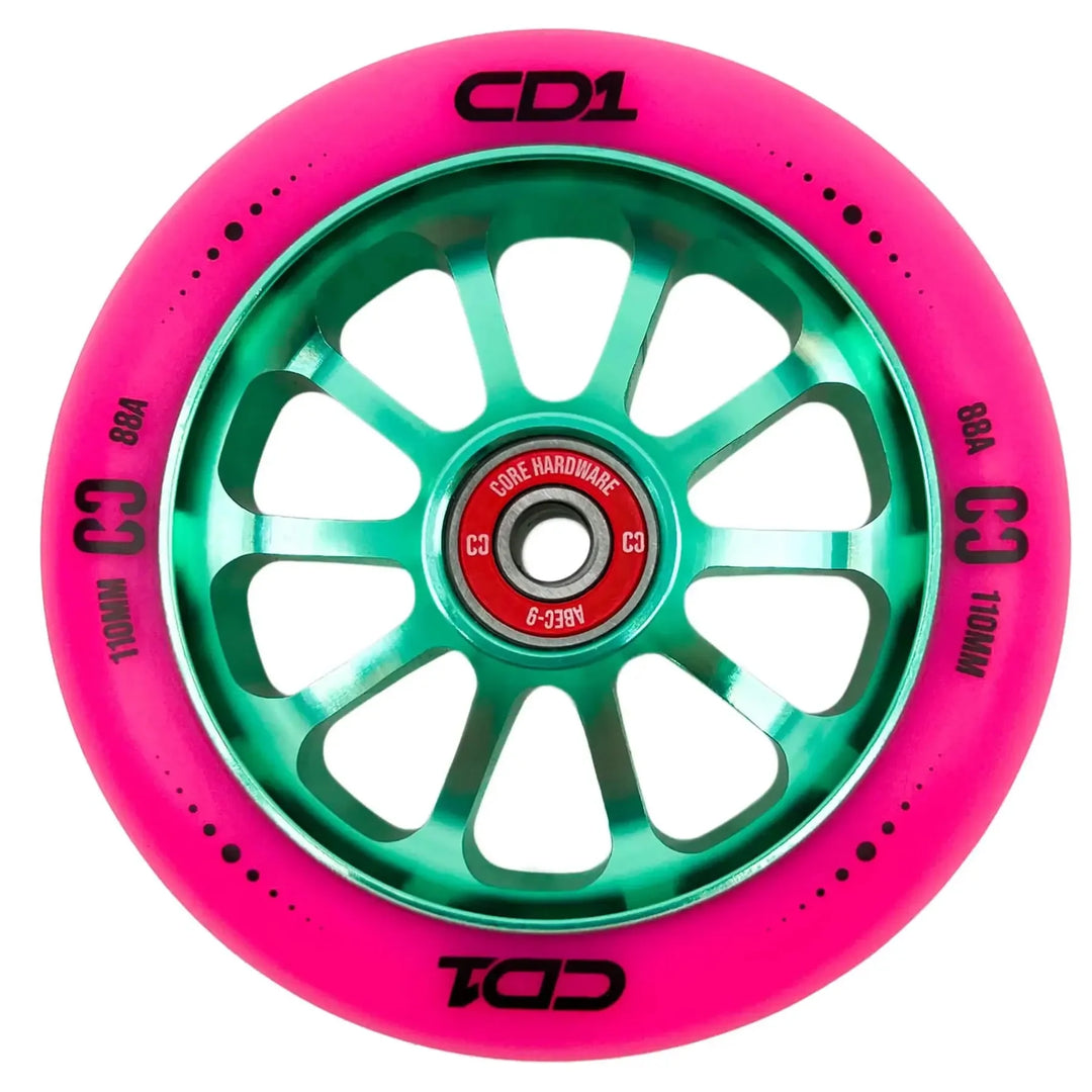 Core Wheel CD1 110mm pink/teal – Scooter Wheels, Ansicht 1
