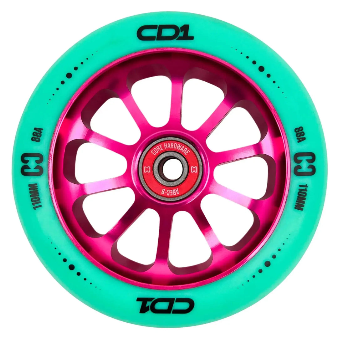 Core Wheel CD1 110mm teal/pink – Scooter Wheels, Ansicht 1