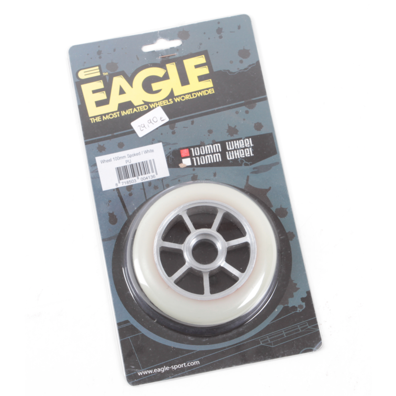 Eagle Wheel 100mm spoked white PU – Scooter Wheels, Ansicht 1
