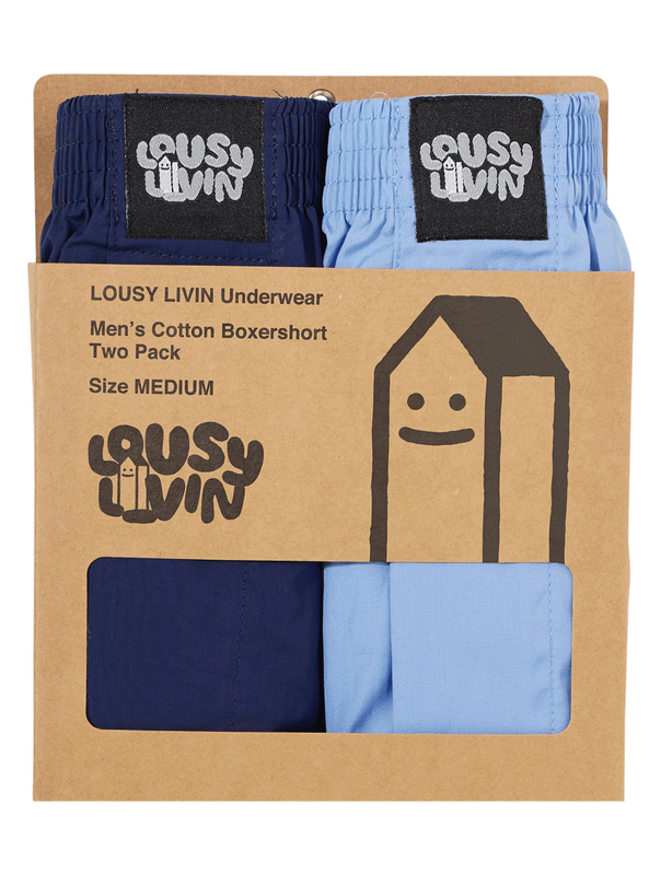 Lousy Livin Boxershorts Plain 2 Pack navy/port blue