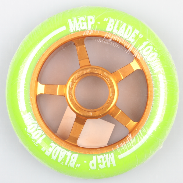 Madd Gear Scooter Wheel Blade 100mm Green/Gold  inkl Abec 5 Bearing – Scooter Wheels, Ansicht 1