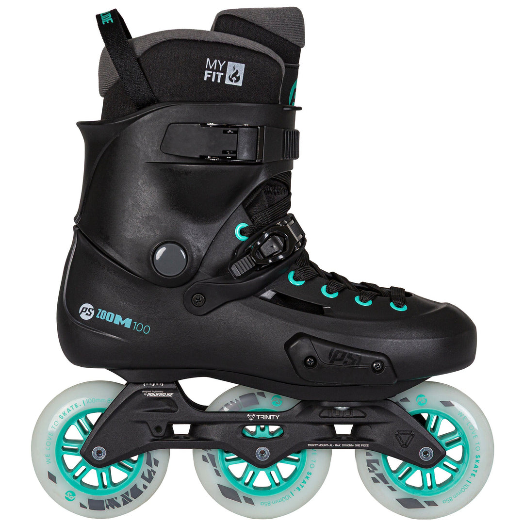 Powerslide Skates Zoom Pro 100 Black Mint – Inline Skates, Ansicht 1