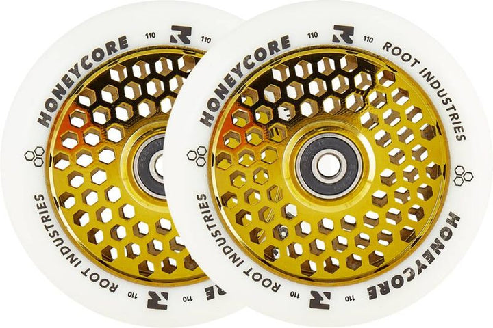 Root Industries Honeycore wheels 110mm white/gold 