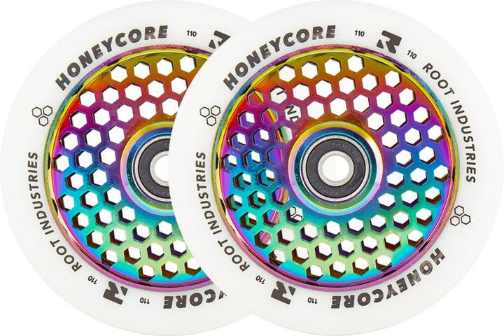 Root Industries Honeycore wheels 110mm white/oilslick