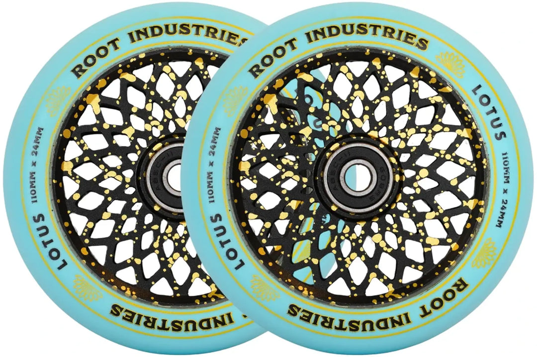 Root Stunt Scooter Wheels Lotus 2 Stk. 110mm blue/gold splatter