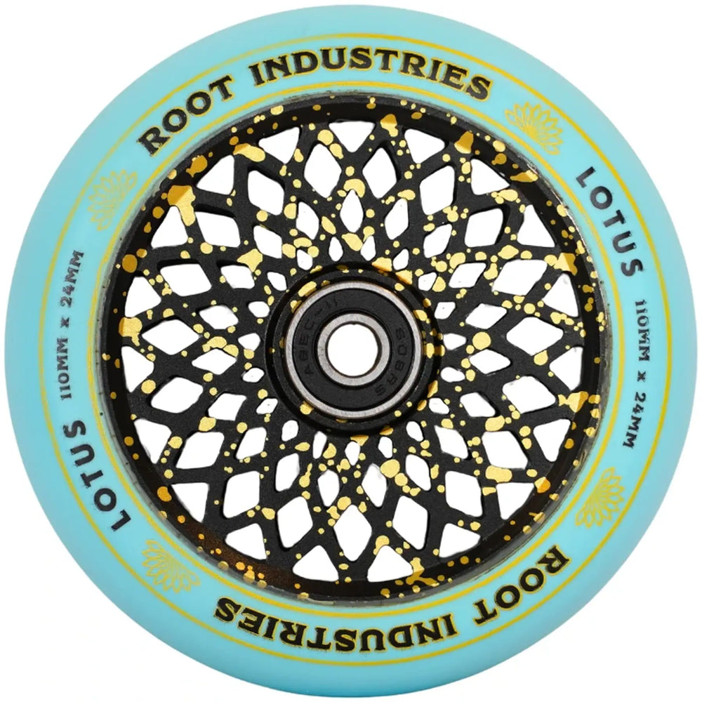 Root Stunt Scooter Wheels Lotus 2 Stk. 110mm blue/gold splatter – Scooter Wheels, Ansicht 2