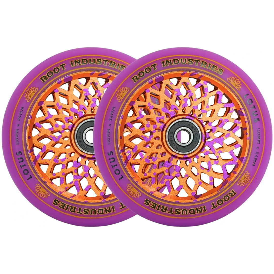 Root Stunt Scooter Wheels Lotus 2 Stk. 110mm purple/burnt orange – Scooter Wheels, Ansicht 1