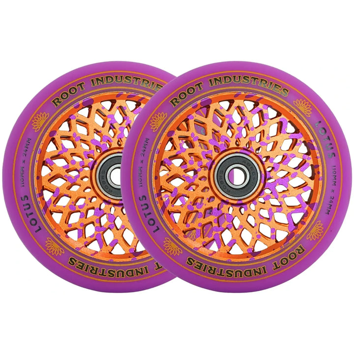 Root Stunt Scooter Wheels Lotus 2 Stk. 110mm purple/burnt orange – Scooter Wheels, Ansicht 1