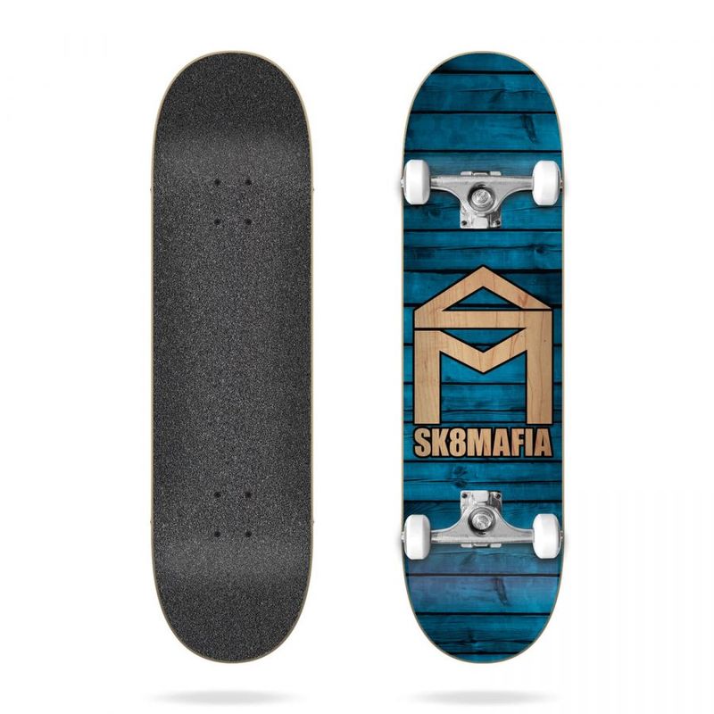 Sk8Mafia Complete Skateboard House Logo Wood Blue 7.87'' – Komplett Skateboards, Ansicht 1