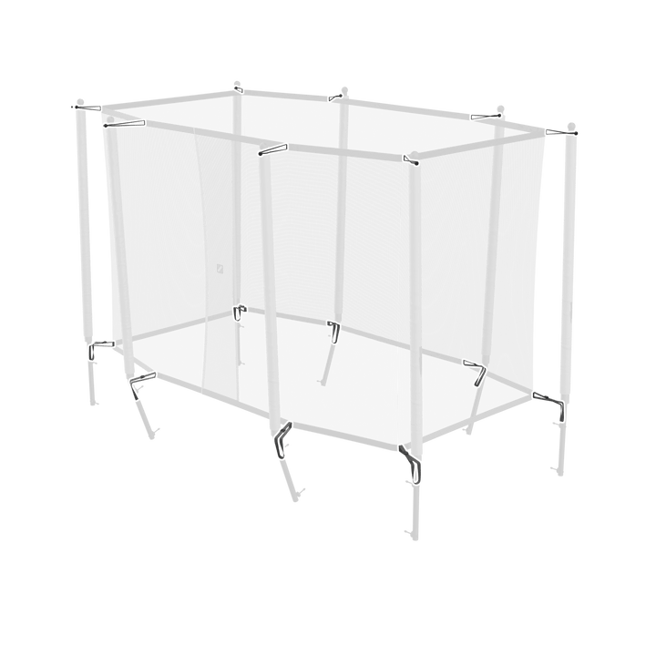 Bild, das den Netzbefestigungsgurt und das Bungee-Set für das ACON 13/16 HD-Gehäuse hervorhebt