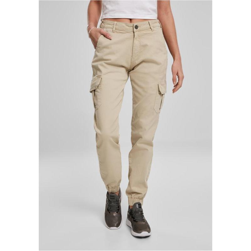 Urban Classics Ladies High Waist Cargo Pants concrete – Hosen, Ansicht 1