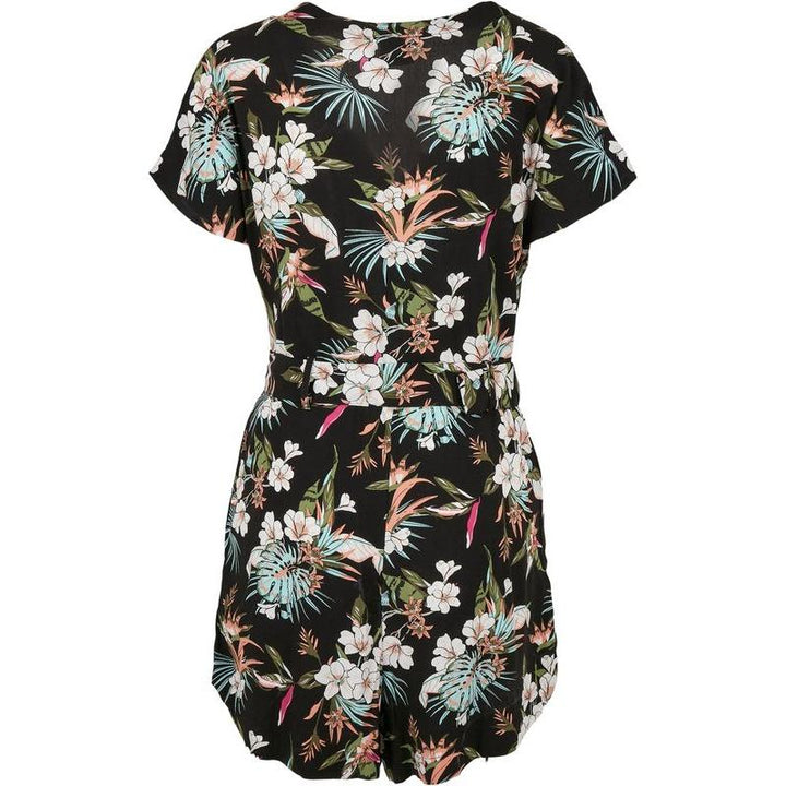 Urban Classics Ladies Short Viscose Belt Jumpsuit black tropical – Gürtel, Ansicht 6