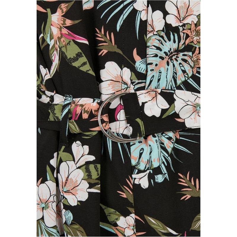 Urban Classics Ladies Short Viscose Belt Jumpsuit black tropical – Gürtel, Ansicht 7
